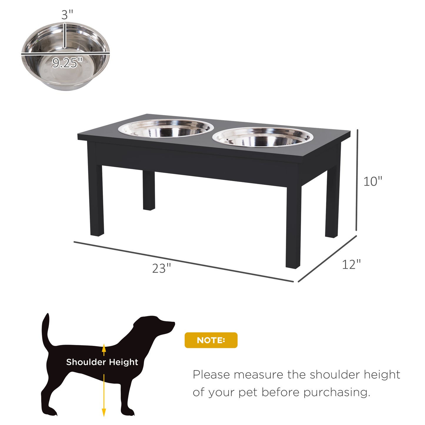 23" Heavy Duty Dog Food Bowls Pet Elevated Feeding Station