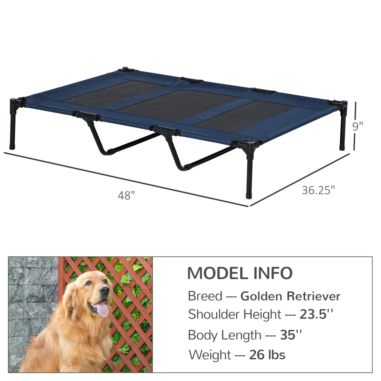 36" x 30" Elevated Cooling Summer Dog Cot Pet Bed With Ventilation