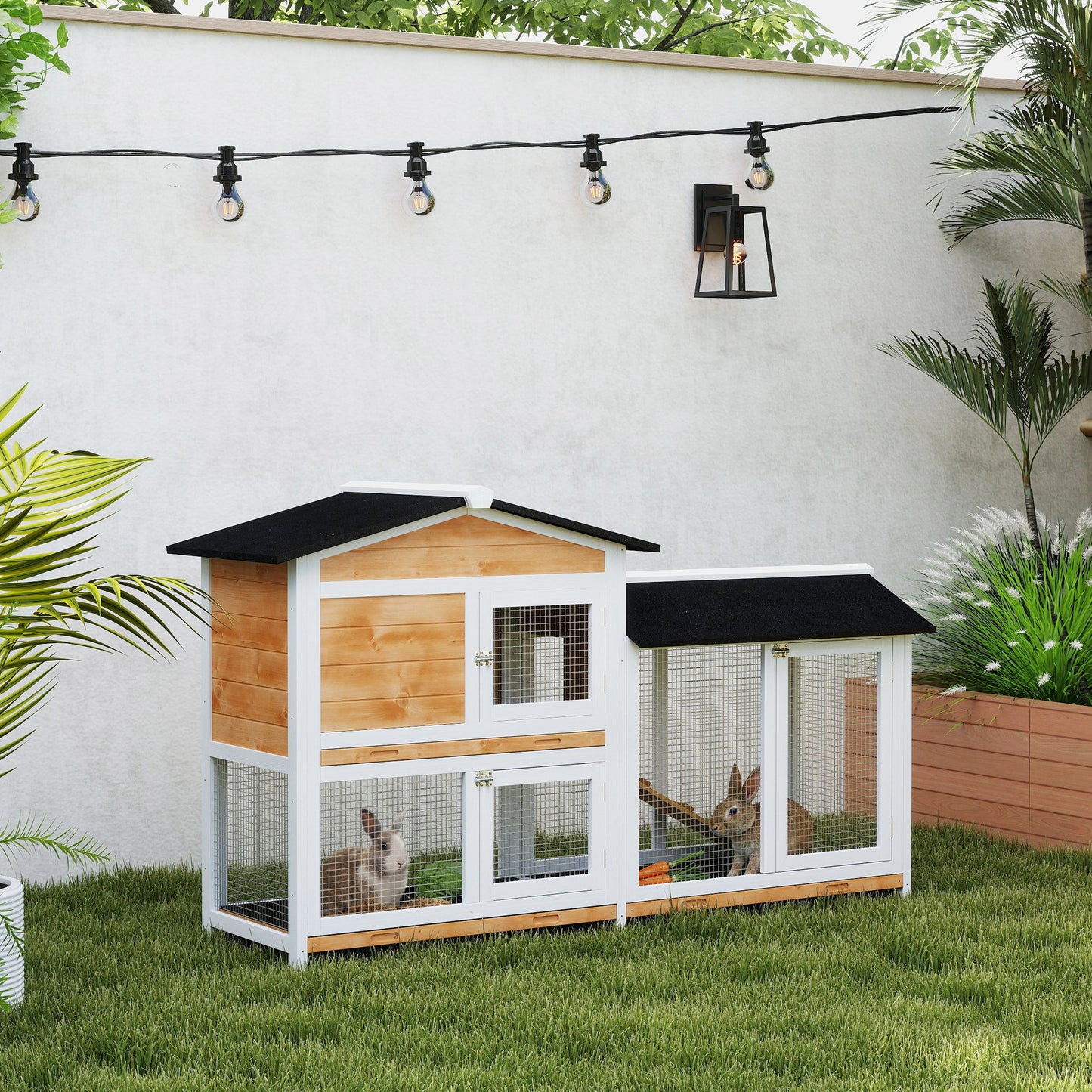 58" Large Rabbit Hutch Outdoor Indoor