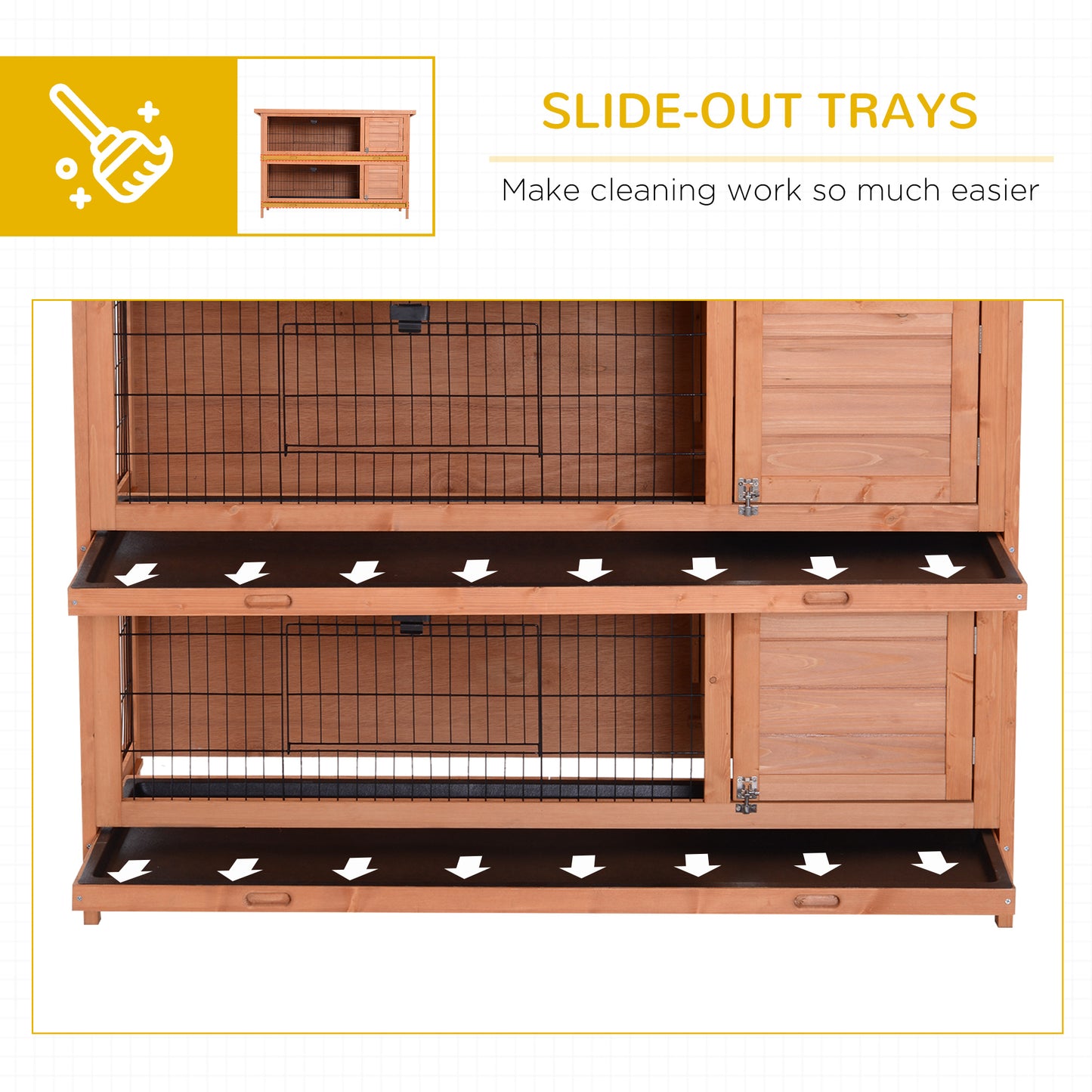54" 2-Story Large Rabbit Hutch Bunny Cage Pet House Small Animal Habitat with Lockable Doors