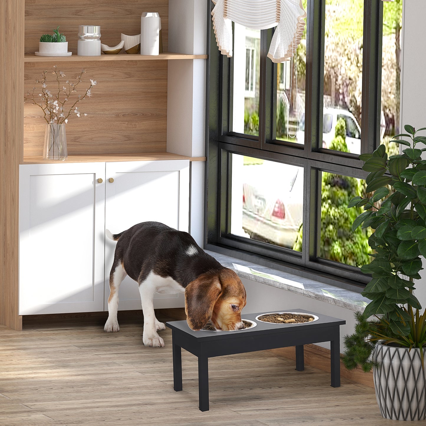 23" Heavy Duty Dog Food Bowls Pet Elevated Feeding Station