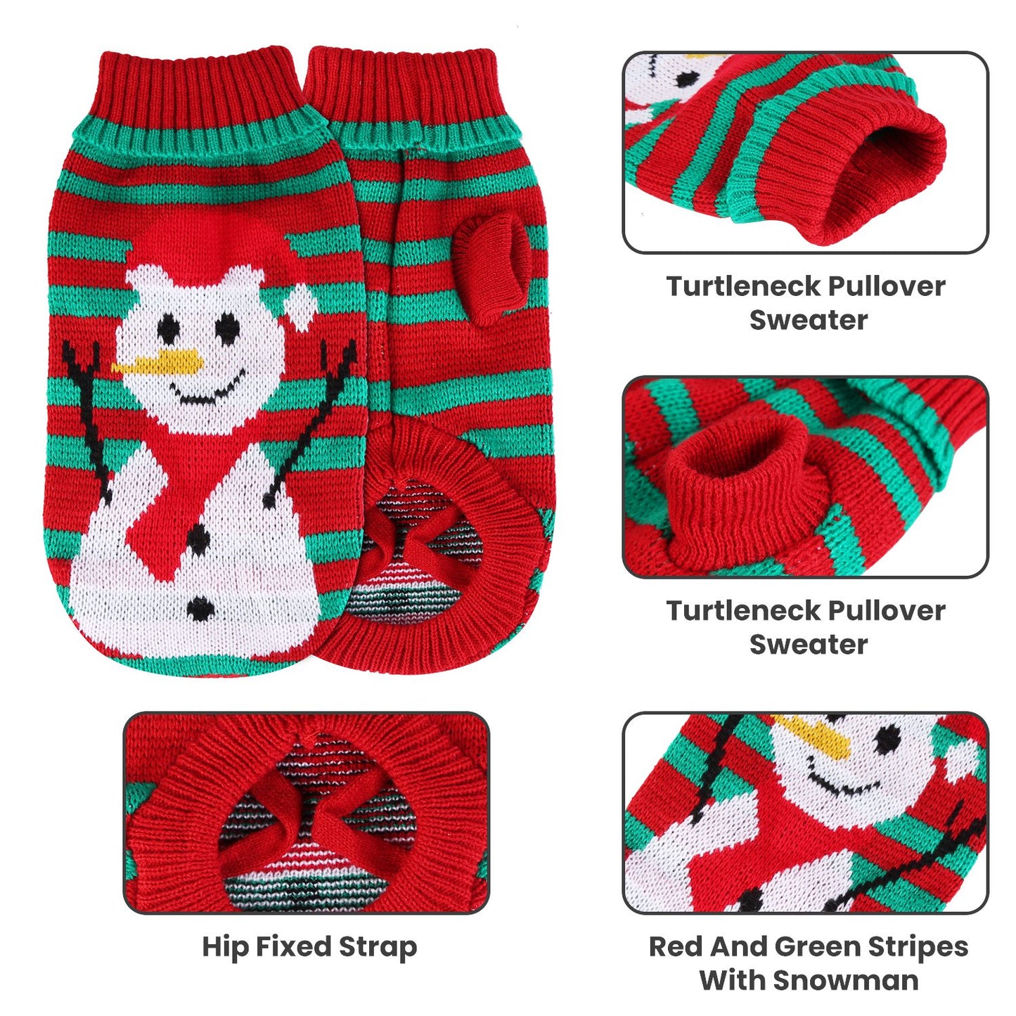 2 Patterns 4 Sizes Option-- 1Pc Pet Christmas Turtleneck Sweater Dog Cat Christmas Clothes Snowman Stripes Costume Winter Holiday Sweater For Small Medium Kitten Puppy Cats Dogs