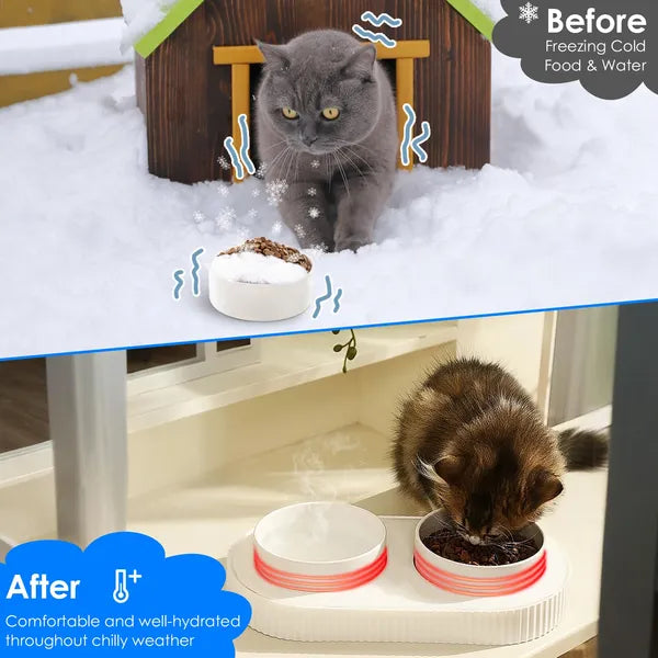 Heated Water Bowl For Dogs And Cats Ceramic Heated Pet Water Bowl Food Warmer USB Powered Thermal Pet Bowl Provide Fresh Non Freezing Drinkable Water In Winter
