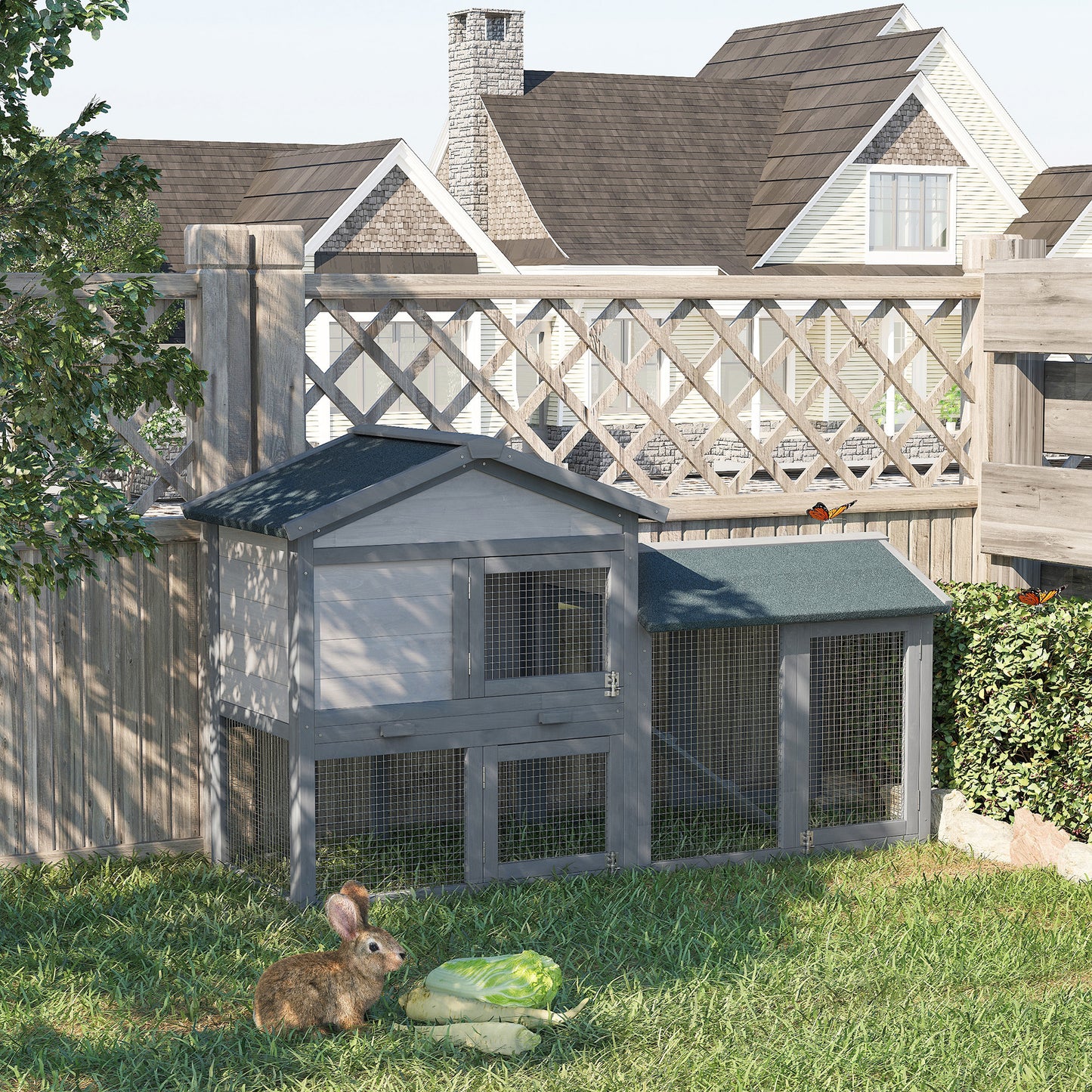 58" Large Rabbit Hutch Outdoor Indoor